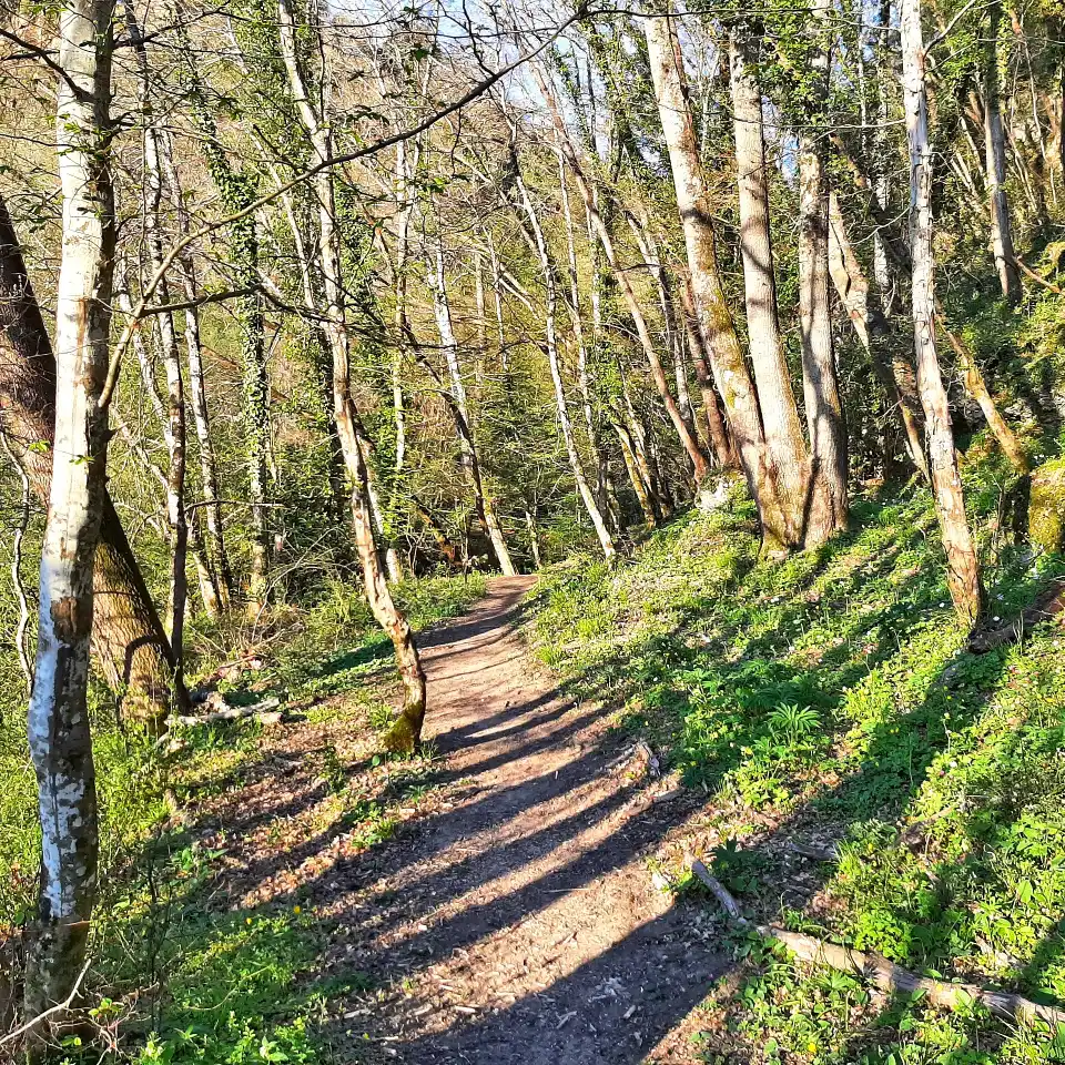Eremo di Poggio Conte e le cascate sul fiume Fiora vista del sentiero che costeggia il fiume